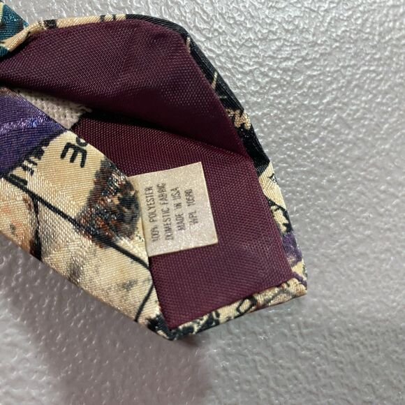 Vintage ENVOY Mens Tie Necktie Limited Edition Hollywood Black Purple 55.5" USA - Picture 3 of 12